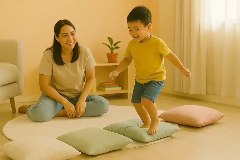 Ibu dan anak bermain bersama